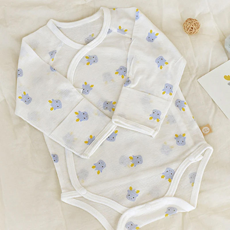 BABY & I Summer Soft Newborn Gift Set (Kimono Bodysuit+Baby Gloves+Swaddle)