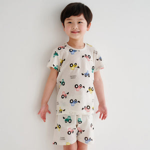 Korean Summer Short Shirt Pajamas Set-Fork Crane