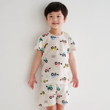 Korean Summer Short Shirt Pajamas Set-Fork Crane