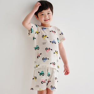 Korean Summer Short Shirt Pajamas Set-Fork Crane