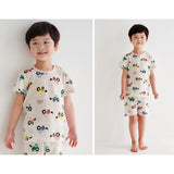Korean Summer Short Shirt Pajamas Set-Fork Crane