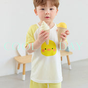 Korean Summer Short Shirt Pajamas Set-Happy Chick