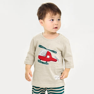 Kids Summer Short Shirt Cotton Pajamas Set - Helicopter