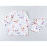 Summer Short Shirt Cotton Cool Mesh Pajamas Set - Hopping Rabbit