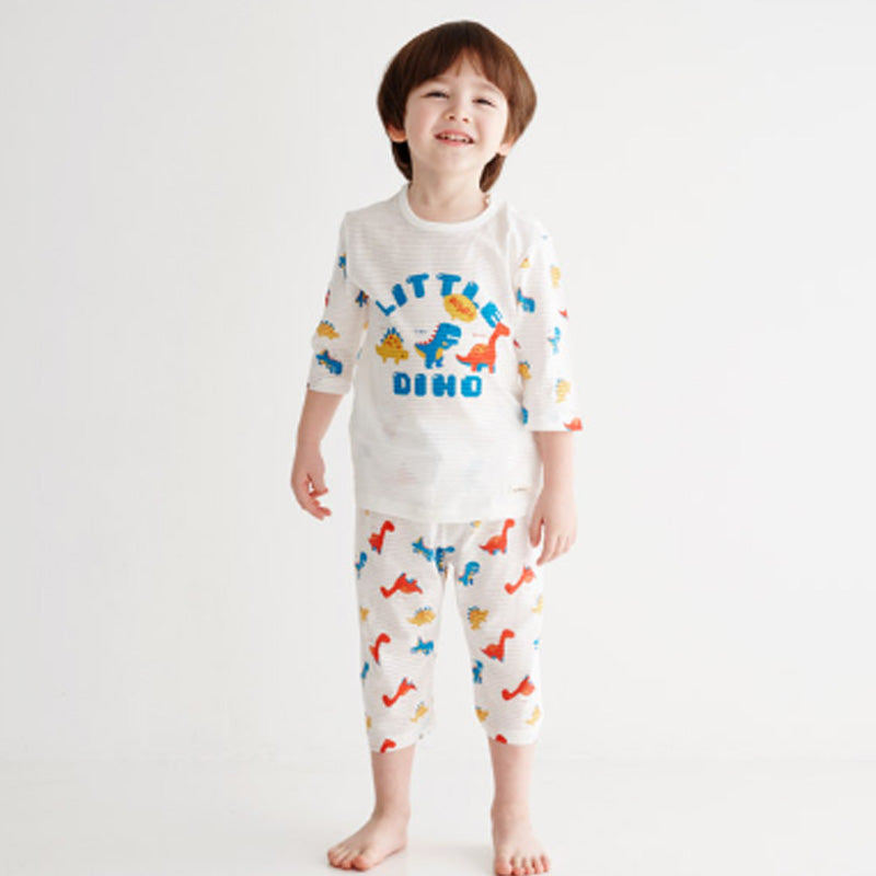 Korean Summer Short Shirt Pajamas Set-Little Dino
