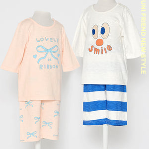 Korean Summer Short Shirt Pajamas Set-Lovely Ribbon