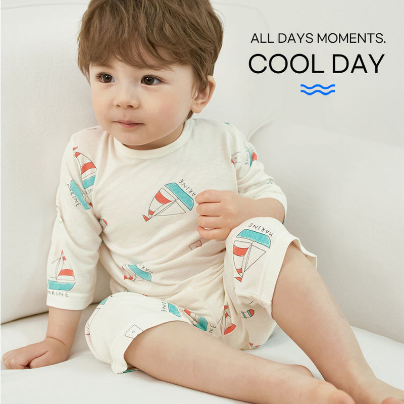 Korean Summer Short Shirt Pajamas Set-Cool Marine