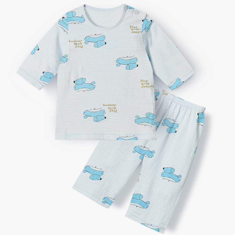 Korean Summer Short Shirt Pajamas Set-Sleepy Puppy