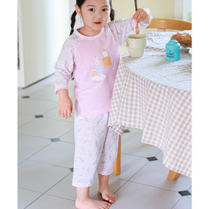 Kids Summer Short Shirt Cotton Cool Mesh Pajamas Set - Star Bunny