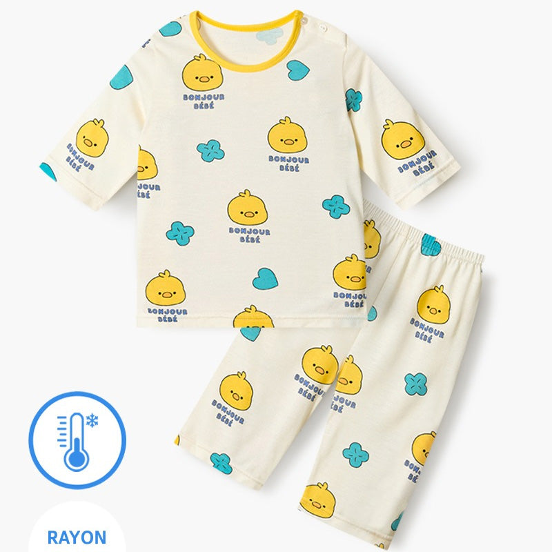 summer infant pajamas Korean Summer Short Shirt Pajamas Set-Sunny Chick – Bebeang Baby