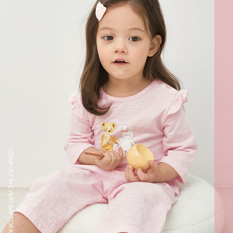 Korean Summer Short Shirt Pajamas Set-Sweet Friends