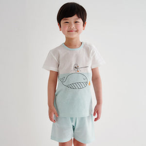 Korean Summer Short Shirt Pajamas Set-Whale