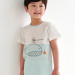 Korean Summer Short Shirt Pajamas Set-Whale