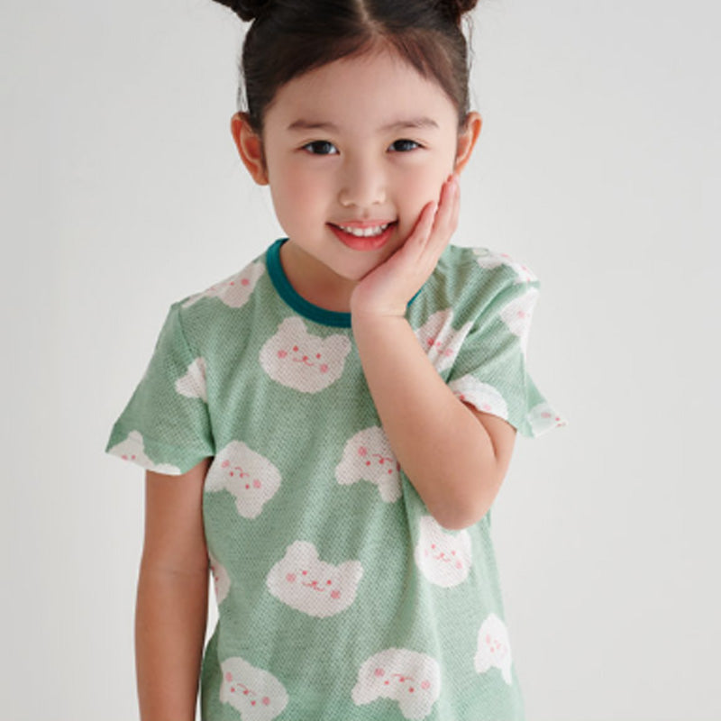 Korean Summer Short Shirt Pajamas Set-White Bear