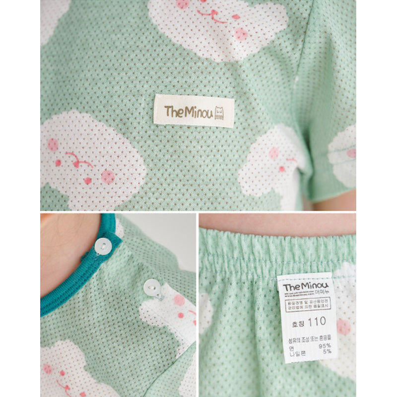 Korean Summer Short Shirt Pajamas Set-White Bear