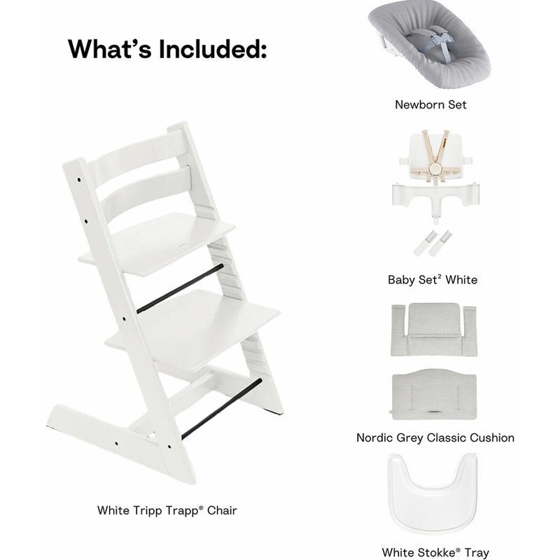 nordic grey stokke Stokke Tripp Trapp High Chair2 with Cushion, Newborn Set and Stokke Tr – Bebeang Baby