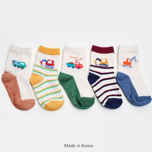 Korean Kids Tron Mesh Non-Slip Ankle Socks 5Pair Set