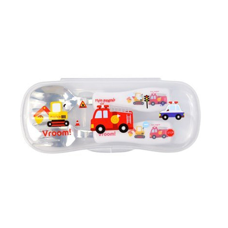Vroom Kids Stainless Steel Spoon and Fork Set with Travel Case
