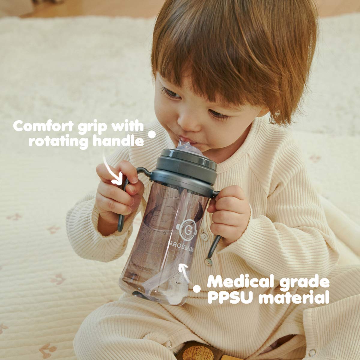 Grosmimi PPSU Dark Series Straw Cup 300 ml