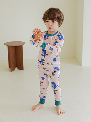 Spandex Brushed Fabric pajamas set-Lala dino