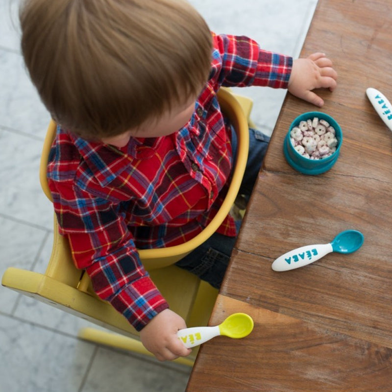 Set of 4 Easy-Grip 1st Stage Silicone Spoons Rain