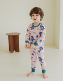 Spandex Brushed Fabric pajamas set-Lala dino