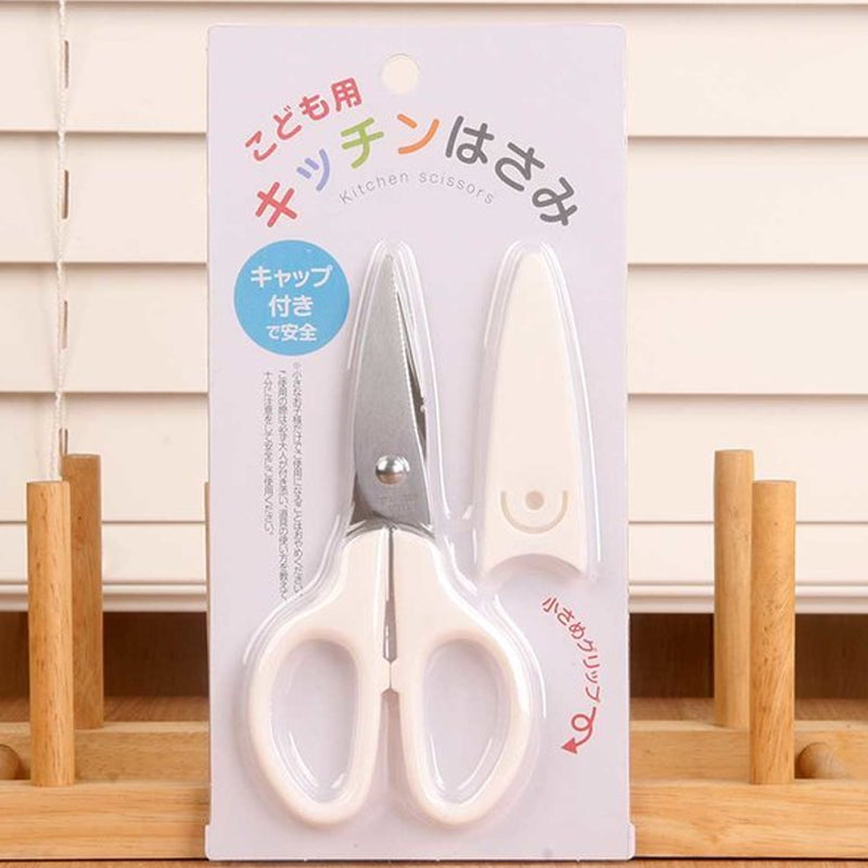 Blue And Red Baby Food Scissors,Baby Food Scissors,Portable Stainless Steel  Scissor Children Safety Food Cutter with Cover for Baby Infant