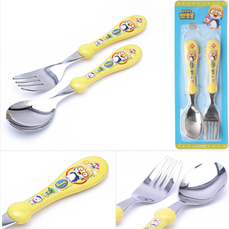 Pororo Kids Stainless Steel Spoon Fork Set (3+ Years Old)