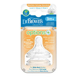 Dr. Brown's Options+ Natural Flow Wide-Neck Bottle Nipples Level 2 (3M+ Medium Flow) 2 Pack