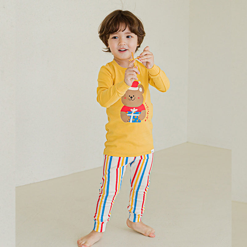 Spandex Brushed Fabric pajamas set-Gift Bear