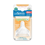 Dr. Brown's Options+ Natural Flow Wide-Neck Bottle Nipples Level 1 (0M+) 2 Pack