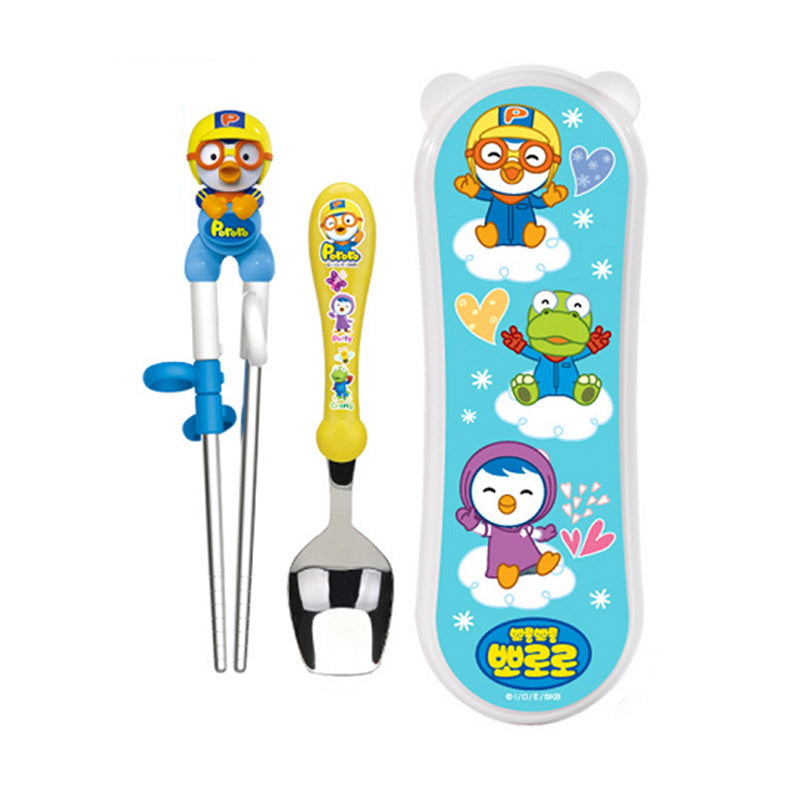 Edison Stainless Steal Training Chopstick and Spoon w/ Case Set for Children (3+ Years Old)
