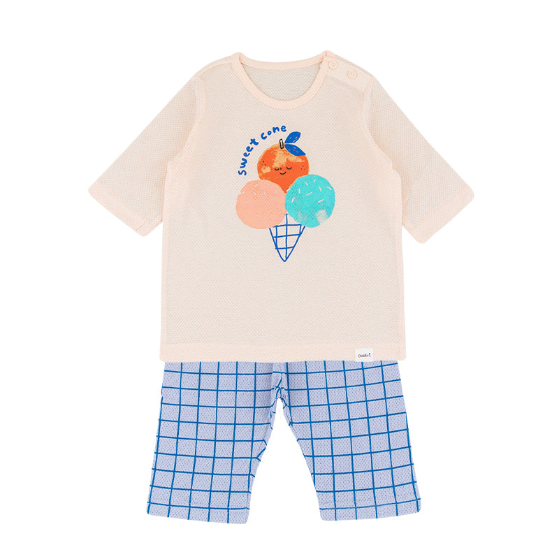 Summer Short Shirt Pajamas Set - Corn