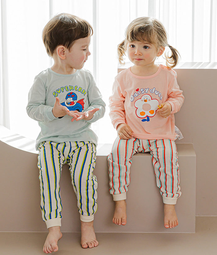 Korean Kids Jacquard Pajamas Set-Daisy duck – Bebeang Baby