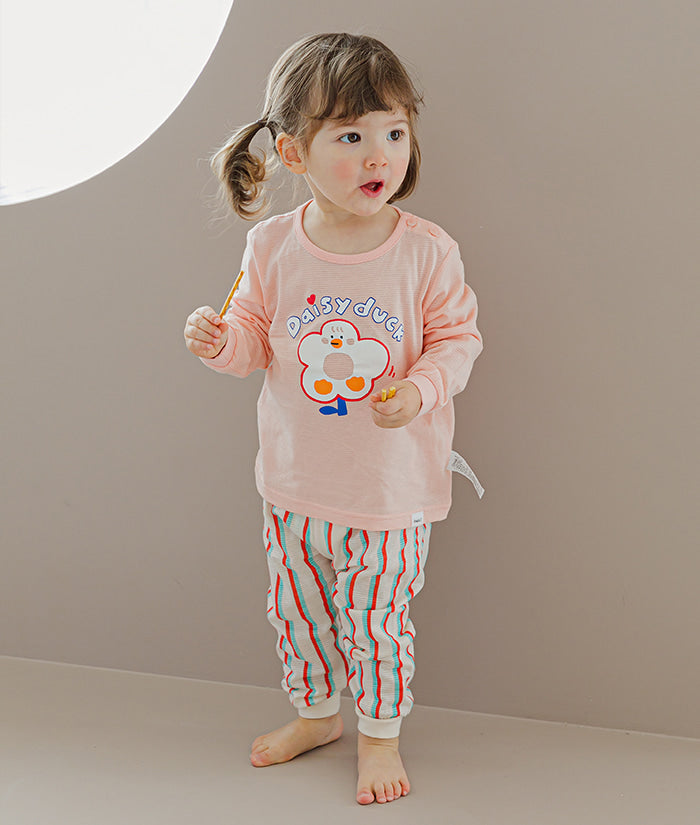 Korean Kids Jacquard Pajamas Set-Daisy duck