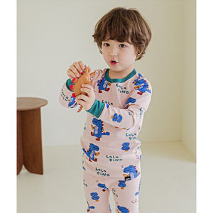 Spandex Brushed Fabric pajamas set-Lala dino