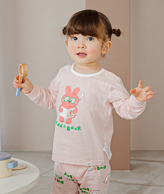 Korean Kids Jacquard Pajamas Set-Curious Bunny