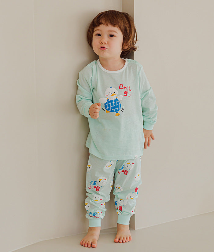 Korean Kids Jacquard Pajamas Set-Waddle Duck