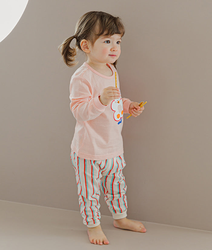 Korean Kids Jacquard Pajamas Set-Daisy duck