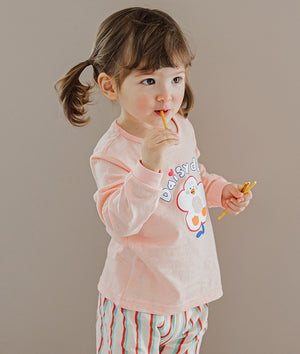 Korean Kids Jacquard Pajamas Set-Daisy duck
