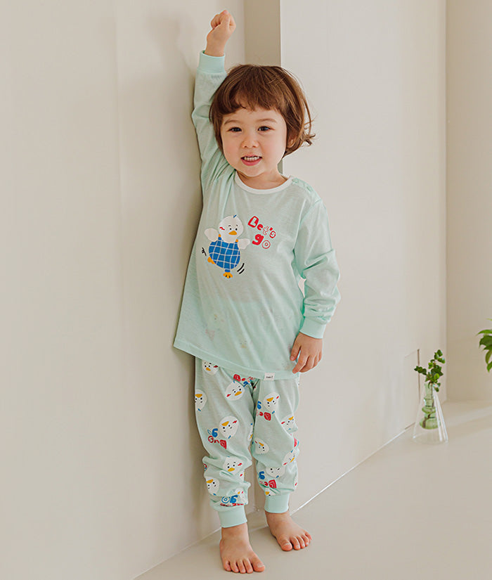 Korean Kids Jacquard Pajamas Set-Waddle Duck