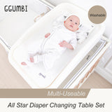 GGUMBI All Star Wood Baby Crib Full Set ( Baby Crib + Mattress + Cushion Guard 3P + Water Proof Pad + Diaper Changing Table Set )