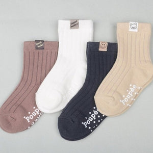 Kids  Cotton  Crew Socks Set -Label