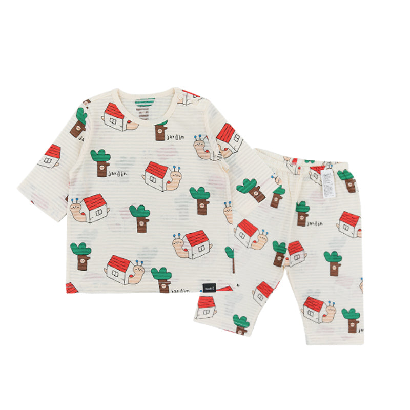 Summer Short Shirt Pajamas Set - Tree